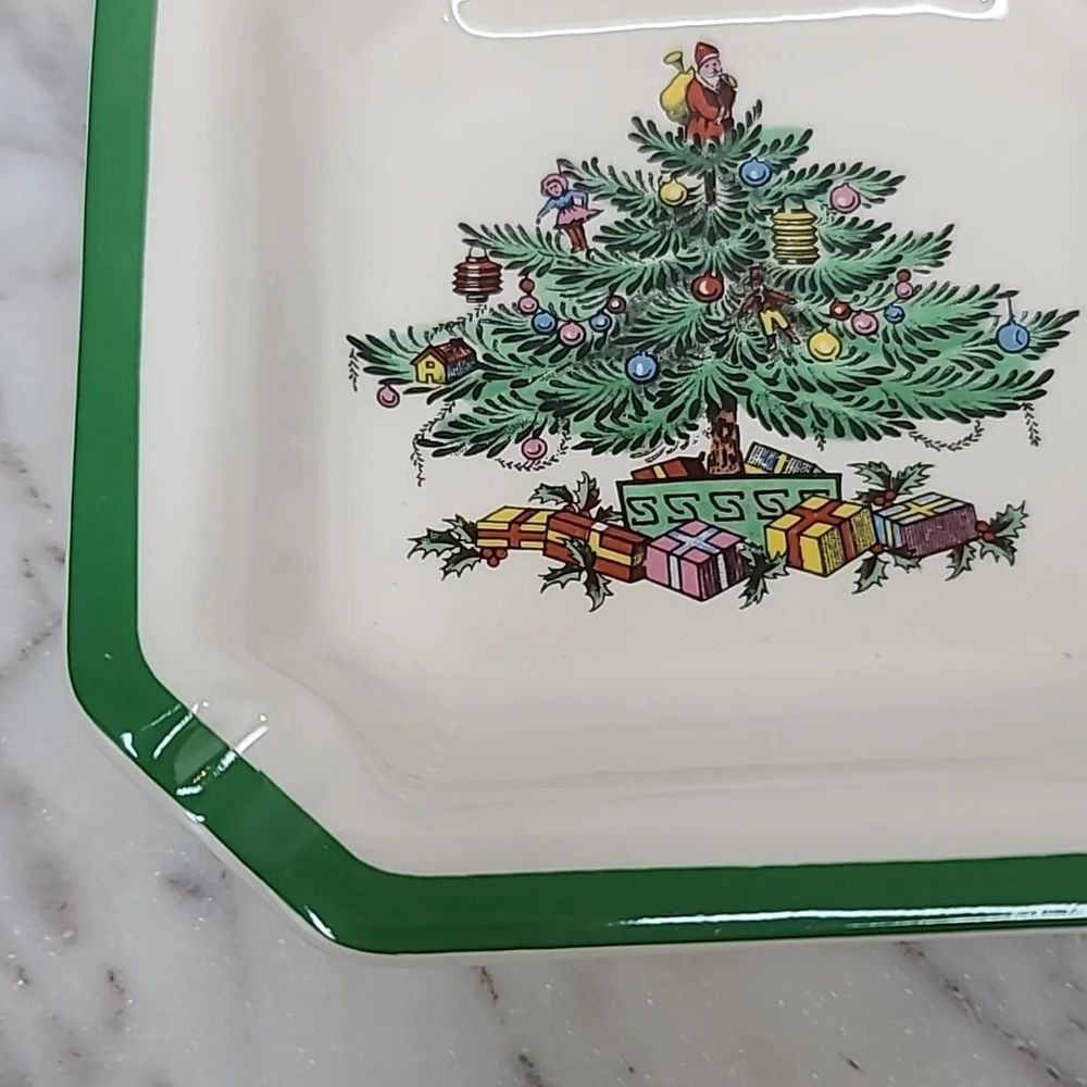 Spode Christmas Tree Classic Vintage Collectible Ceramic Square Ash Tray